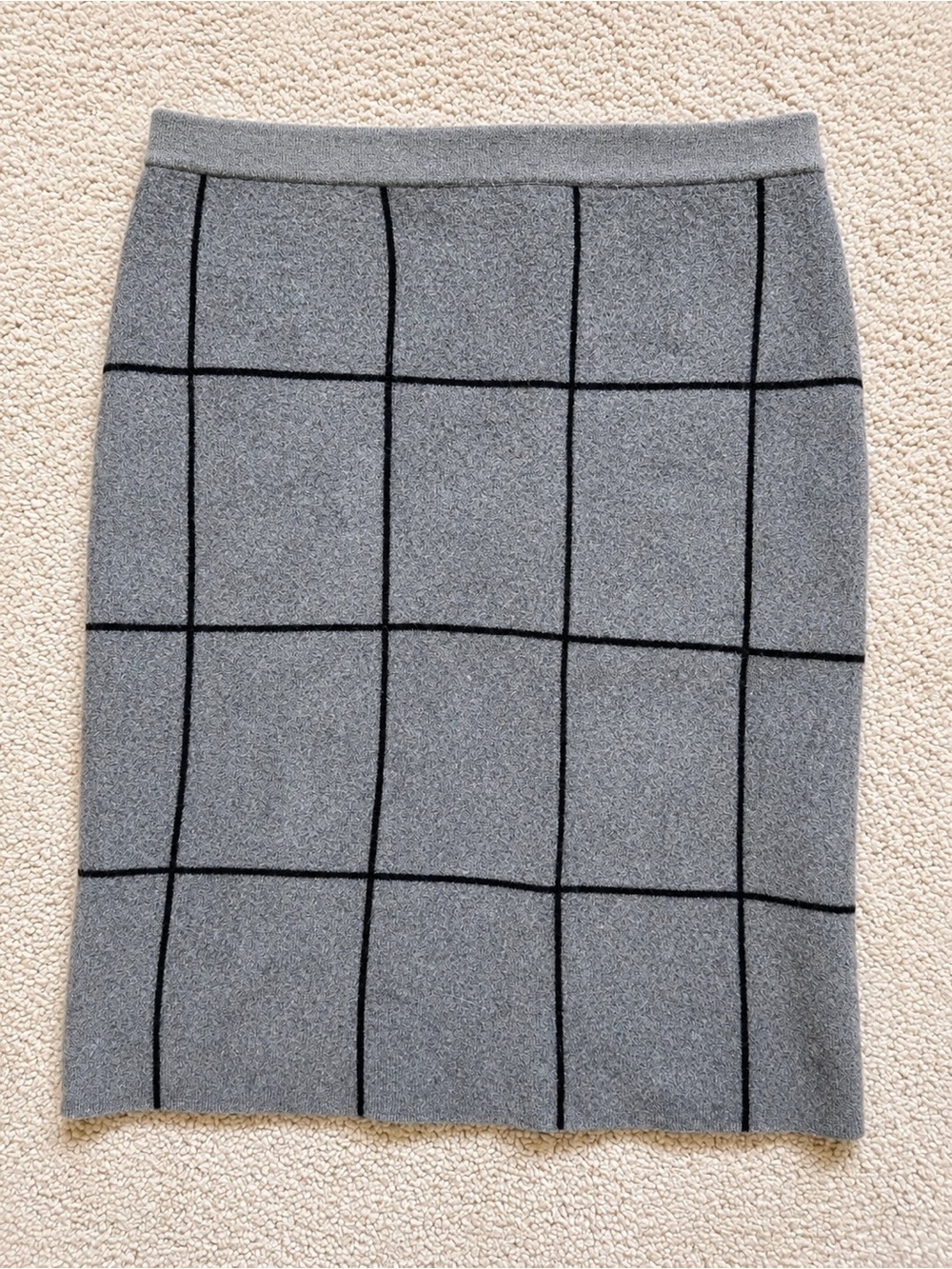 Banana Republic Gray Pencil Skirt with Black Windowpane